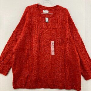 New Old Navy size 4X Red Cable Knit Preppy Cozy Sweater with A Touch of Wool